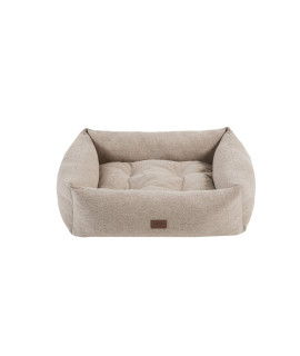 MARTHA STEWART Orthopedic Dog Lounge Sofa, Removable Cover All Around Protection Four Sided Bolster Comfie Pet Beds, X-Small, Charlie Tan
