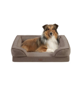 MARTHA STEWART Orthopedic Dog Lounge Sofa, Removable Cover All Around Protection Four Sided Bolster Comfie Pet Beds, Large, Bella Brown (MS63PC5359)