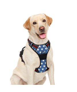 BARKBAY No Pull Dog Harness Large Step in Reflective Dog Harness with Front Clip and Easy Control Handle for Walking Training Running(Star,L)