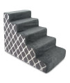 Best Pet Supplies Pet Steps and Stairs with CertiPUR-US Certified Foam for Dogs and Cats - Gray Lattice Print, 5-Step (H: 22.5")