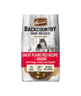 Merrick Backcountry Raw Infused Dry Dog Food Great Plains Red Recipe with Healthy Grains, Freeze Dried Dog Food - 4 lb. Bag