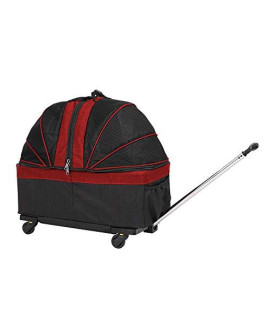 Soft-sided Pet Travel Carrier, Ventilated,Comfortable Design with Safety Features Detachable Cradle Trolley Bag for Cats and Dogs out of the Suitcase Ideal for Small to Medium Sized Cats 38lb (Red)