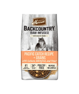 Merrick Backcountry Raw Infused Dry Dog Food Pacific Catch Recipe with Healthy Grains, Freeze Dried Dog Food - 20 lb. Bag