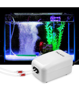 PULACO Ultra Quiet Aquarium Air Pump Dual Outlet, Fish Tank Aerator Pump with Accessories, for Up to 100 Gallon Tank