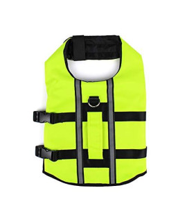 TOTTPED Inflatable Dog Life Jacket with Sturdy D Ring Adjustable Pet Safety Vest with Rescue Handle Ripstop Pet Life Preserver for Small Medium and Large Dogs, Fluorescent Green