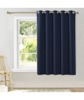 Nicetown Blackout Curtain And Drape For Kitchen - Thermal Insulated Solid Grommet Top Blackout Paneldraperies For Kids Room (Navy, 1 Piece, 70 X 63 Inch)