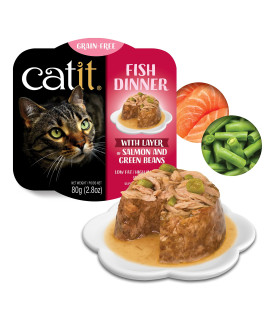 Catit Fish Dinner with Salmon & Green Beans - Hydrating and Healthy Wet Cat Food for Cats of All Ages