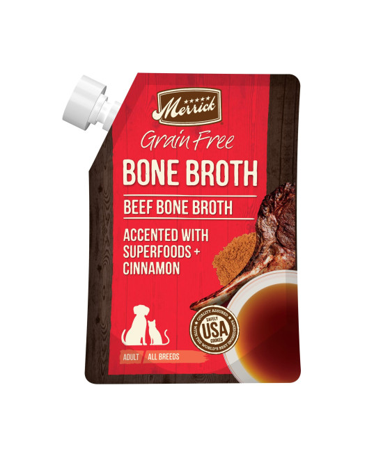 Merrick Grain Free Beef Bone Broth, Dog Food Topper - 16 oz. Pouch