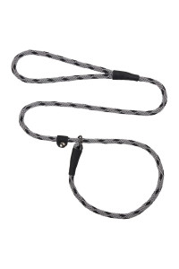 Mendota Pet Slip Leash - Dog Lead and Collar Combo - Made in The USA - Black Ice Silver, 3/8 in x 6 ft - for Small/Medium Breeds