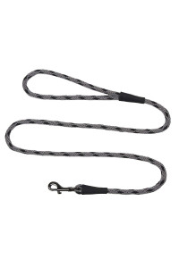 Mendota Pet Snap Leash - British-Style Braided Dog Lead, Made in The USA - Black Ice Silver, 3/8 in x 6 ft - for Small/Medium Breeds