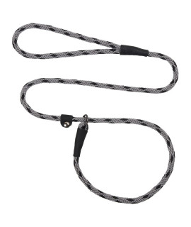 Mendota Pet Slip Leash - Dog Lead and Collar Combo - Made in The USA - Black Ice Silver, 1/2 in x 6 ft - for Large Breeds
