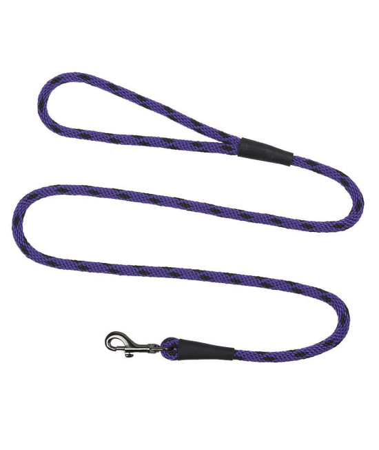 Mendota Pet Snap Leash - British-Style Braided Dog Lead, Made in The USA - Black Ice Purple, 1/2 in x 4 ft - for Large Breeds
