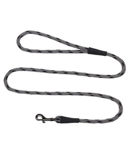 Mendota Pet Snap Leash - British-Style Braided Dog Lead, Made in The USA - Black Ice Silver, 3/8 in x 4 ft - for Small/Medium Breeds