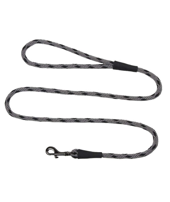 Mendota Pet Snap Leash - British-Style Braided Dog Lead, Made in The USA - Black Ice Silver, 1/2 in x 4 ft - for Large Breeds