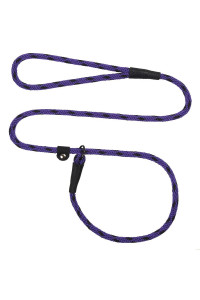 Mendota Pet Slip Leash - Dog Lead and Collar Combo - Made in The USA - Black Ice Purple, 3/8 in x 4 ft - for Small/Medium Breeds