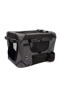 ZEUS Deluxe Soft Crate for Pets with Storage Case, Great for Travel & Training, Medium, Grey/Black
