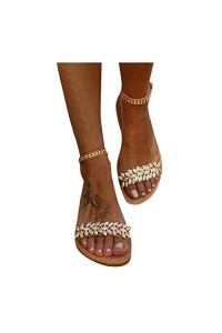 Sandals for Women Flat,Women Flat Sandals Buckle Strap Shoes Low Heel Wedge Sandals Beachwear Sandals Shoes Brown