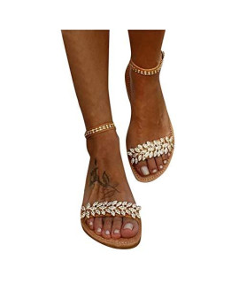 Sandals for Women Flat,Women Flat Sandals Buckle Strap Shoes Low Heel Wedge Sandals Beachwear Sandals Shoes Brown