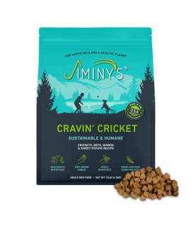 Jiminy's Dry Dog Food - Hypoallergenic Dog Food, 100% Made in The USA, Gluten-Free, Sustainable, Sensitive Stomach Dog Food, High Protein - Cricket Crave Insect Protein Oven-Baked Dog Food 10 lb Bag