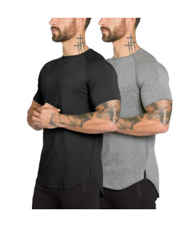 Mens gym Workout Slim Fit Short Sleeve T-Shirt cotton Performance Athletic Shirts Running Fitness Tee(gYBK XL)