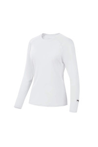 BASSDASH WomenAs UPF 50 UV Sun Protection T-Shirt Long Sleeve Fishing Hiking Performance Shirts White