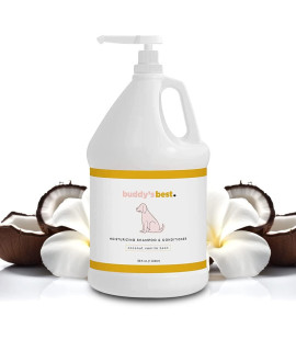 Buddys Best Dog Shampoo for Smelly Dogs - Skin-Friendly, Oatmeal Dog Shampoo and conditioner for Dry and Sensitive Skin - Moisturizing Puppy Wash Shampoo, coconut Vanilla Bean Scent, 1 gallon