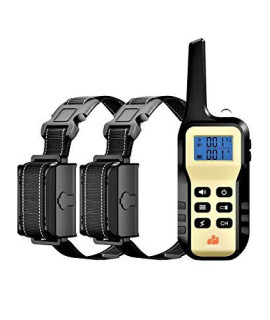 GROOVYPETS 1100 YD Remote Dog Training Shock Collar with Auto Anti Bark,100 Levels of Adjustable Static Stimulation and Vibration for Small Medium Large Dogs (2-Dog Set)