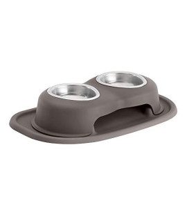 WeatherTech Double High Pet Feeding System - Elevated Dog/Cat Bowls - 3 inch High Dark Brown (DHC0803DBDB)