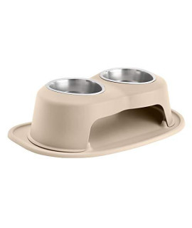WeatherTech Double High Pet Feeding System - Elevated Dog/Cat Bowls - 6 inch High Tan (DHC3206TNTN)