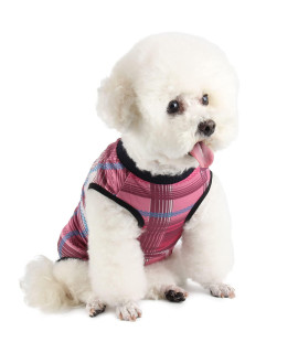 Etdane Recovery Suit for Dog cat After Surgery Dog Surgical Recovery Onesie Female Male Pet Bodysuit Dog cone Alternative Abdominal Wounds Protector Pink PlaidSmall
