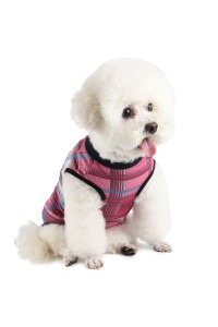 Etdane Recovery Suit for Dog cat After Surgery Dog Surgical Recovery Onesie Female Male Pet Bodysuit Dog cone Alternative Abdominal Wounds Protector Pink PlaidX-Small