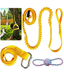 Retractable Interactive Dog Toy for Pitbull & Medium or Large Dogs Puppies, Outdoor Hanging Bungee Exercise Rope Pull & Tug of War Game, Pole Dog Rope Chew Toys