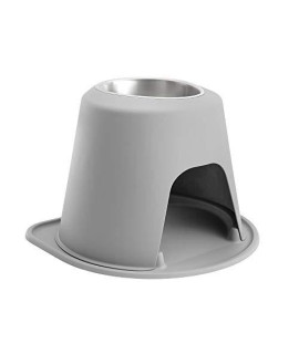 WeatherTech Single High Pet Feeding System - Raised Dog/Cat Bowl - 14" High Stand Light Grey (SH9614LGLG)