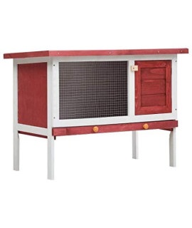 Vidaxl Outdoor Rabbit Hutch 1 Layer Weather Resistant Heavy Duty Animal Cage Bunny Living Small Animal Shelter Red Wood
