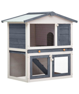 Vidaxl Solid Pinewood Outdoor Rabbit Hutch 3-Door Bunny Pet House Multi Colors