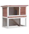 Vidaxl Outdoor Rabbit Hutch 1-Door Wood Animal Cage Living House Multi Colors