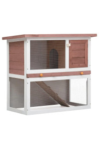 Vidaxl Outdoor Rabbit Hutch 1-Door Wood Animal Cage Living House Multi Colors