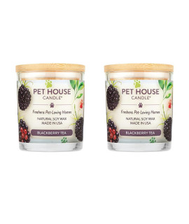 One Fur All, Pet House Candle - 100% Soy Wax Candle - Pet Odor Eliminator for Home - Non-Toxic and Eco-Friendly Air Freshening Scented Candles (Pack of 2, BlackBerry Tea)