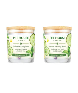 One Fur All, Pet House Candle - 100% Soy Wax Candle - Pet Odor Eliminator for Home - Non-Toxic and Eco-Friendly Air Freshening Scented Candles (Pack of 2, Cucumber Mint)