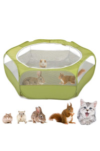 VavoPaw Small Animals Playpen, Waterproof Breathable Indoor Pet cage Tent with Zipper cover, Portable Outdoor Exercise Yard Fence for Kitten Hamster Bunny Squirrel guinea Pig Hedgehog, Avocado green