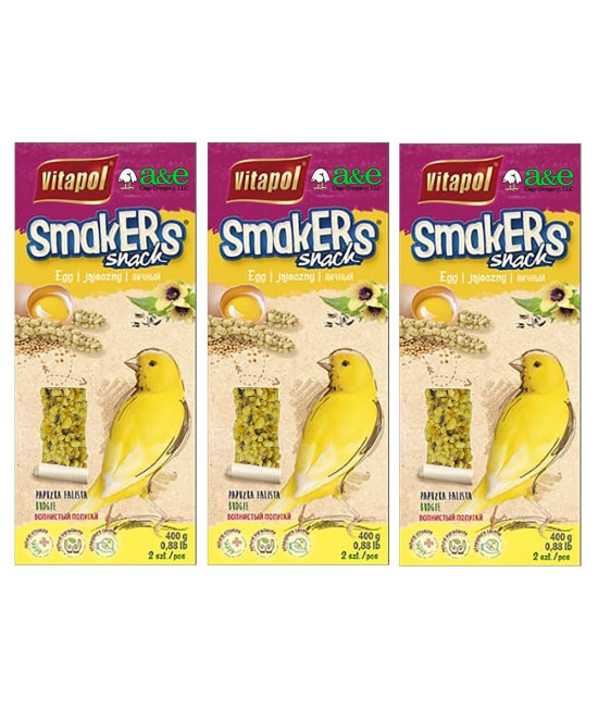 A&E cage co. 6 Pack of Smackers canary Treat Sticks 7.25 Inches Each Egg Flavor