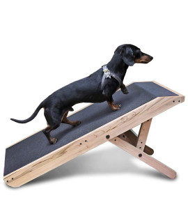 DoggoRamps Couch Ramp for Dogs - Adjustable Dog Ramp 14" to 21" with Platform Top & Anti-Slip Grip - for Small Dogs up to 150lbs - Made of Solid Hardwood in North America