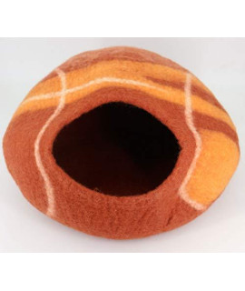 WHISKERVILLE | Premium Felted Hand-Crafted 100% Merino Wool Cat Caves | Cats, Kittens, Small Animals (Terra Catta)