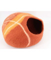 WHISKERVILLE | Premium Felted Hand-Crafted 100% Merino Wool Cat Caves | Cats, Kittens, Small Animals (Terra Catta)