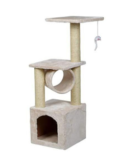 Zisita Animal Luxury Furniture Road Cat Tree Pet House Furniture Cat Toys Scratching Post Wood Climbing Treebeige