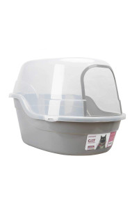 Covered Litter Box, Jumbo Hooded Cat Litter Box Holds Up to Two Small Cats Simultaneously,Extra Large (Gray)
