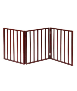 HOME DISTRIcT Dog gate Freestanding Pet gate 4-Panel 3 Panel Pet gate for Dogs Folding Dog gate Quadfold Trifold Pet gate for Small Dogs Decorative Pet gate for Dogs Indoor, Mahogany Slat 54x 24