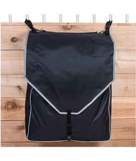 Dura-Tech Supreme Horse Stall Front Bag - Black | Extra Long Fold Over Flap | Fits Multiple Blankets | Removable Plexiglass Bottom for Consistent Shape | 600D Poly Material