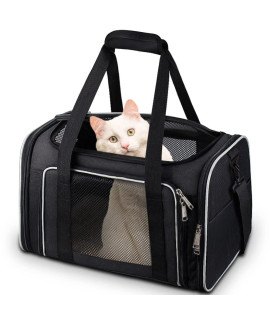 comsmart cat carrier, Pet carrier Airline Approved Pet carrier Bag collapsible 15 Lbs Dog carrier for Small Medium cats Dogs Puppies Kitten - Black
