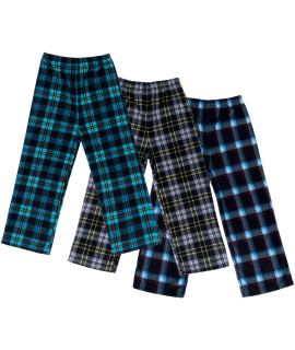 Mad Dog concepts 3-Pack Boys Pajama Pants Soft Micro Fleece PJ Bottom with Elastic Waistband - Printed Plaid Flannel Lounge Pants for Kids (Include the size)